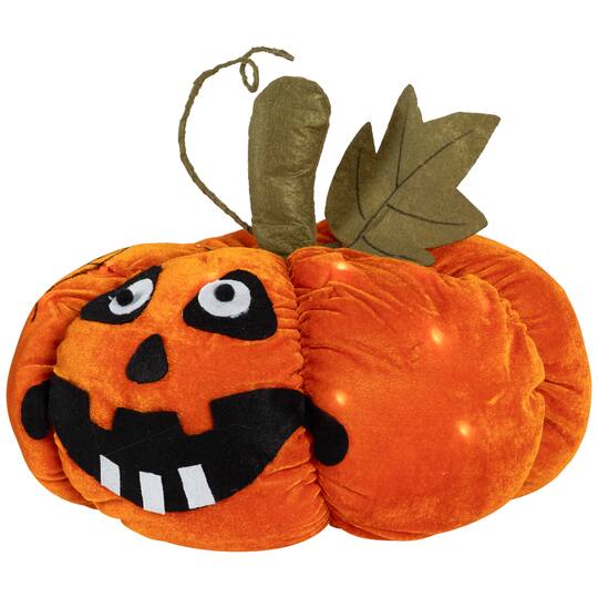 LED Lighted Plush Halloween Jack-o-Lantern Pumpkin